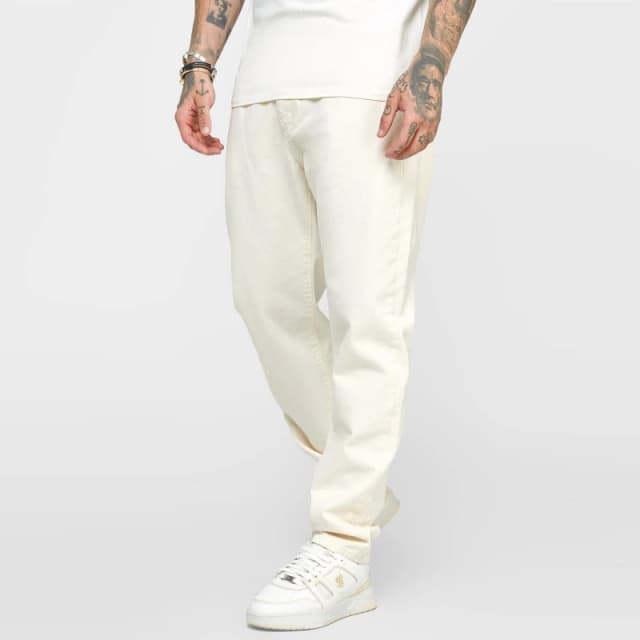 SikSilk Straight Legged Jeans Mens - Cream Cream XS