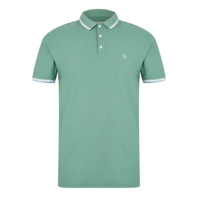 Original Penguin Contrast Tipped Sleeve Polo Shirt - Green Green S