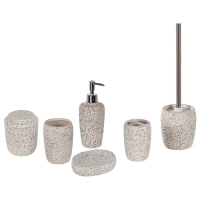 Beliani 6 Piece Bathroom Accessories Set Palmilla Ceramic Off-White