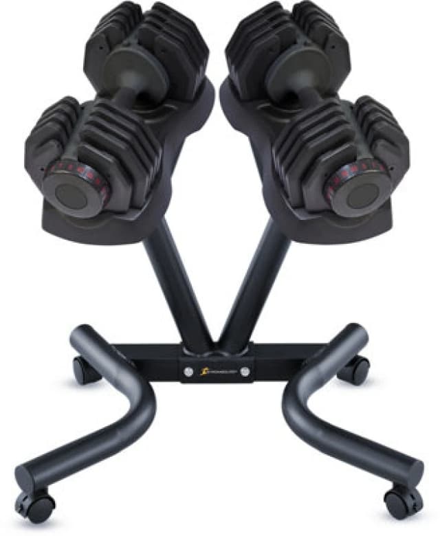 Centurion Supports Strongology Durable Steel Universal Adjustable Dumbbell Floor Stand, Space Saver Adjustable Weights Rack With 2 40Kg Adjustable Du