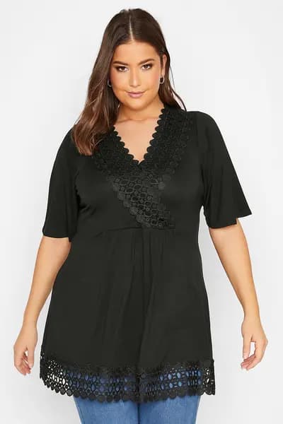 Yours Peplum Tunic Black