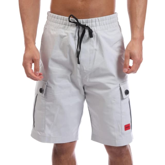 Hugo Garlio242 Red Logo Label Shorts Grey male 28 inch