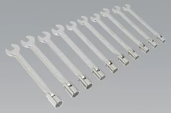 Sealey S0859 Flexi-Head Socket/Open End Spanner Set 10pc Metric