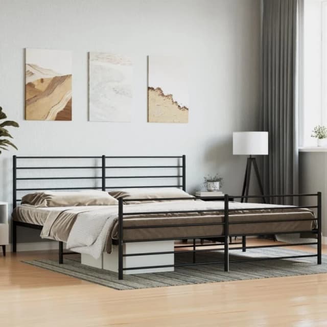 JINLEFU Metal Bed Frame without Mattress with Footboard Black 200x200cm vidaXL JRVDZX-352344_DE