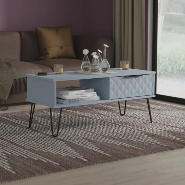 Ready Assembled 2 U Islay 1 Drawer Coffee Table (Ready Assembled) in Light Blue Size: Medium Light Blue Unisex Medium