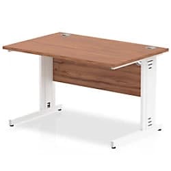 Impulse 1200/800 Rectangle White Cable Managed Leg Desk Walnut