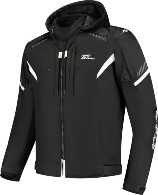 Rusty Stitches Dylan Waterproof Motorcycle Textile Jacket, black-white, Size L for Men