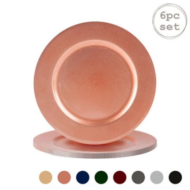 Argon Tableware Metallic Charger Plates - 33Cm - Rose Gold - Pack Of 6
