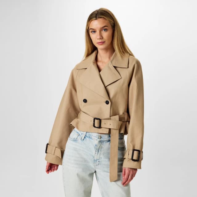 Jack Wills Cropped Trench Coat - Beige Beige 8
