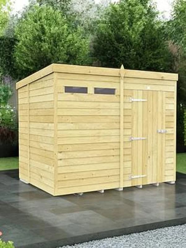 Flat Pack Sheds DIY Sheds 8 x 6 Security Pent Shed, Brown 8X6PFFSEC