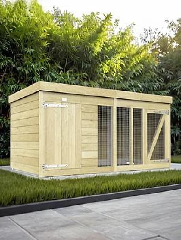 DIY Sheds 8 x 4 Dog Kennel And Run, Brown 8X4DKSH