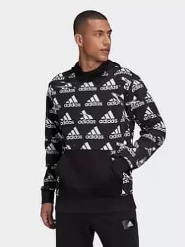 adidas Essentials Brandlove French Terry Hoodie, Black Size M Men