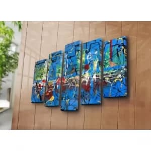 5PATK-186 Multicolor Decorative Canvas Painting (5 Pieces)