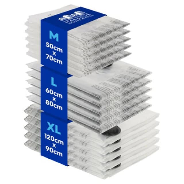 Harbour Housewares 15X Vacuum Storage Bags Set - 3 Sizes - Reusable Clothes Suction Space Saver Organiser Zip Lock Luggage Bag