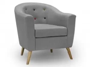 LPD Hudson Grey Linen Upholstered Fabric Tub Chair