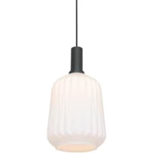 Sienna Verre Nervure Dome Pendant Ceiling Lights Matt Black