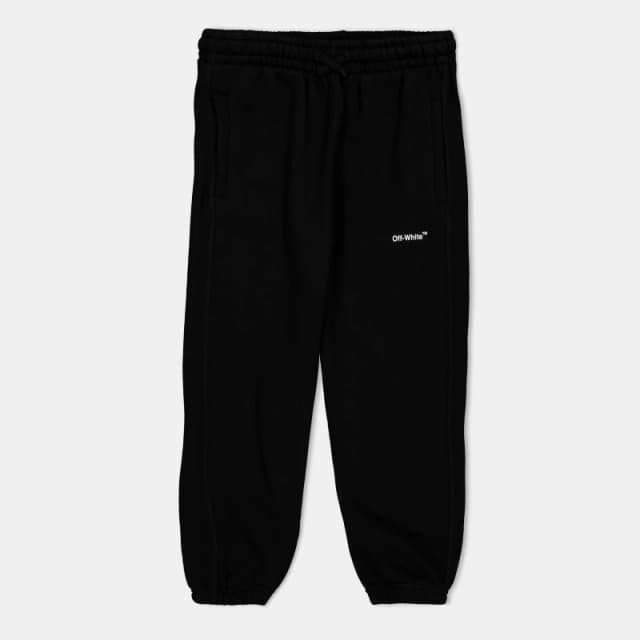 Off White Kids Closed Cuff Fleece Tapered Fit Joggers Black/White male 8Y