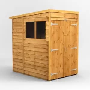 4x6 Power Overlap Pent Double Door Garden Shed
