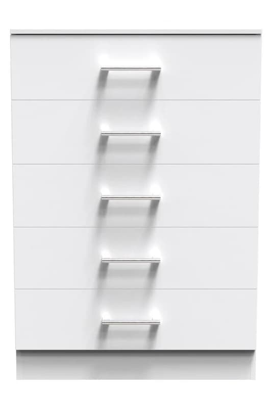 Cornwall 5 Drawer Chest Of Drawers In White Matt (Ready Assembled)