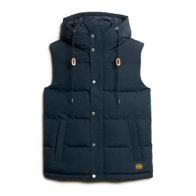 Superdry's Everest Hooded Puffer Vest Bleu Male M