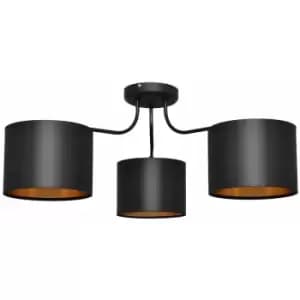 Helam Alba Multi Arm Semi Flush Ceiling Light Black, Gold 65cm
