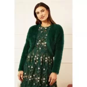 Yumi Green Eyelash Knit Bolero - Green