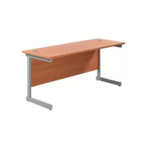 Jemini Single Rectangular Desk 1800x600x730mm Beech/Silver KF800766