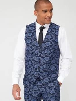 Skopes Standard Morrissey Floral Jacquard Weave Waistcoat - Navy