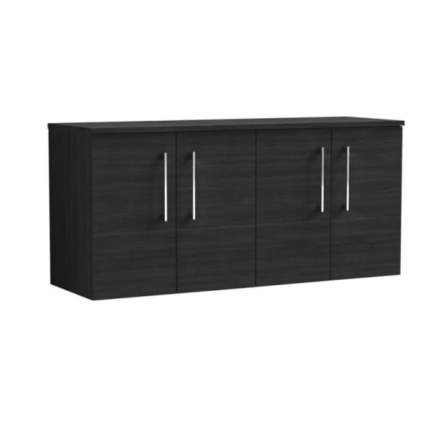 Balterley Level 1200mm Wall Hung 4 Door Unit & Worktop, Charcoal Black Woodgrain Black Unisex