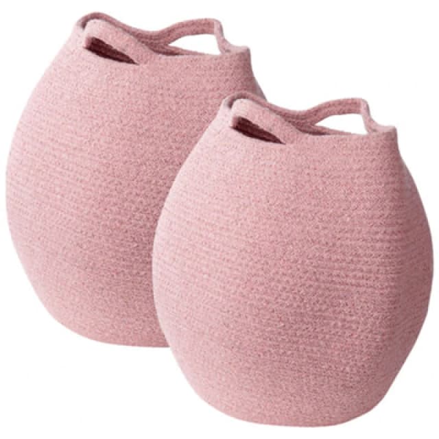 Beliani Set Of 2 Baskets Panjgur Cotton Pink