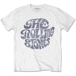 The Rolling Stones - Vintage 70s Logo Unisex Large T-Shirt - White