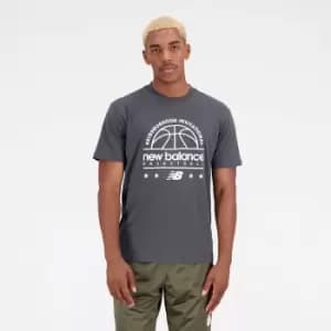 New Balance Nb Hoops Invitational T-Shirt, Grey, Male, T-Shirts, MT31586-ACK