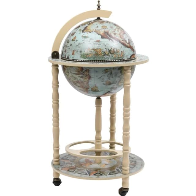 VIDAXL Globe Bar Wine Stand Eucalyptus Wood Blue Vidaxl 8720286014301