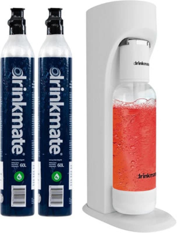 Drinkmate Omnifizz Sparkling Water Soda Maker With 2X 60L Co2 Cylinders, Classic White