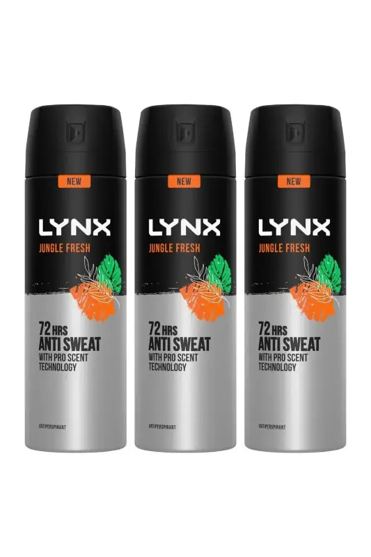 Lynx Jungle Fresh 'Antiperspirant' Spray Deo 200ml 3 Pack Orange male