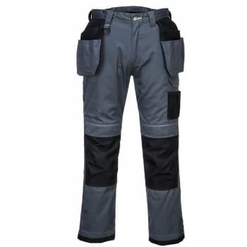 Portwest - T602 - Grey/Black 36 Regular PW3 Holster Work Trousers Combat Cargo Pants