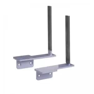 Aluminium framed screen brackets pair to fit on desk return - silver