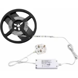 Loops - 5m Warm White LED Tape Kit - 12W LED Driver - Flexible Under Cabinet Lighting