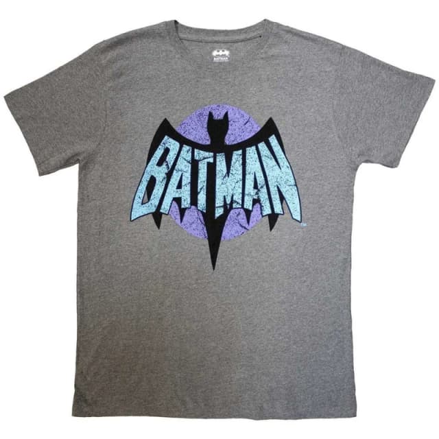 DC Comics Batman Retro Logo T Shirt Grey unisex