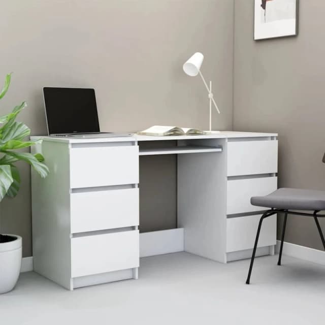 Writing Desk White 140x50x77cm Chipboard