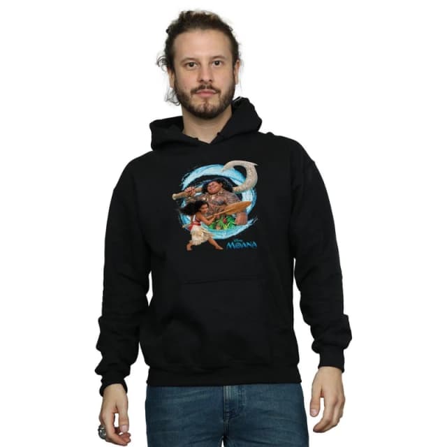 Disney Men Moana And Maui Wave Hoodie in Black Size: Small Black S Male 5057955990080