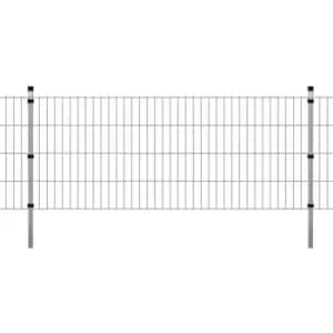 2D Garden Fence Panels & Posts Silver 2008x830 mm 8m - Silver - Vidaxl