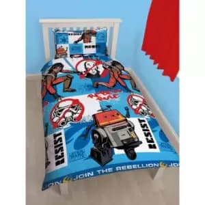 Disney Star Wars Childrens Boys Title Reversible Duvet Cover Bedding Set (Single & Double) (Single Bed) (White/Blue)