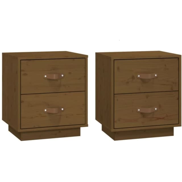 Vidaxl Bedside Cabinets 2 Pcs Honey Brown 40X34X45cm Solid Wood Pine, Brown 818332