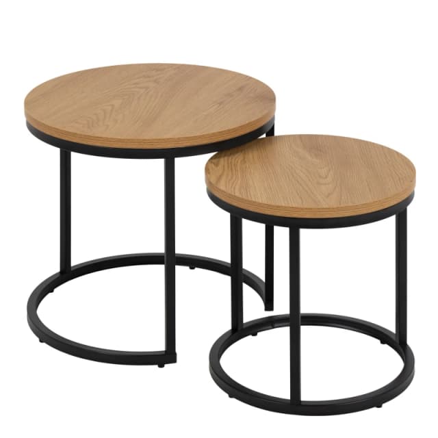 Furniture To Go Spiro Round Nest of Tables in Oak in Light Oak Light Oak Unisex