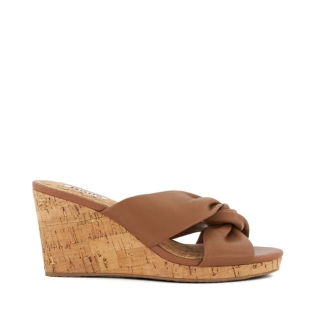 Dune London Kacee Twist Knot Wedge Mule Sandals Tan female UK 3