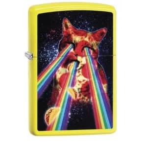 Zippo Pizza Cat Neon Yellow Finish Windproof Lighter