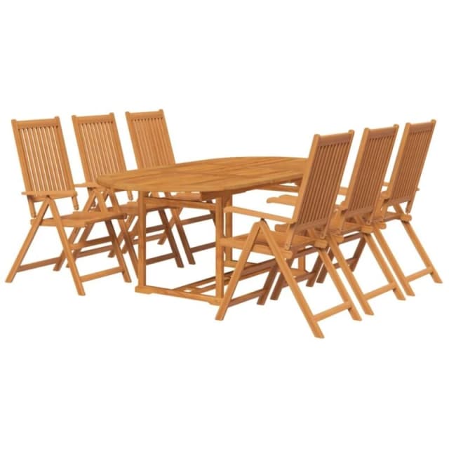 vidaXL 7 Piece Outdoor Dining Set Wood with Extendable Table Folding Chair