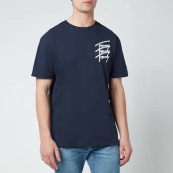 Tommy Jeans Mens Repeat Script Logo T-Shirt - Twilight Navy - XL