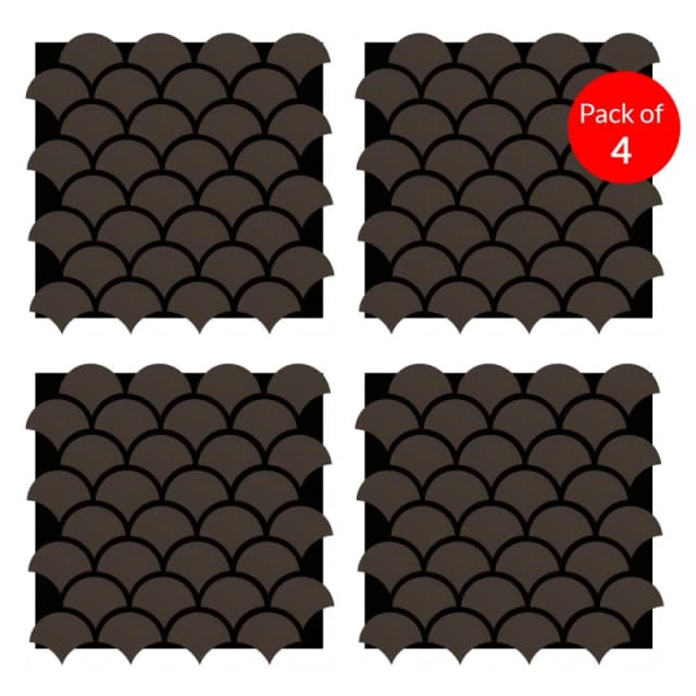 ENER-J Modern Fish Scale Pattern Acoustic Wall Panel PET MDF Size 640 x 665mm (Pack of 4) in Brown Brown Unisex